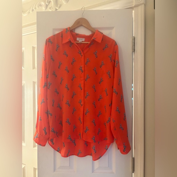 Bright Orange Zebra Print Blouse - Picture 1 of 4
